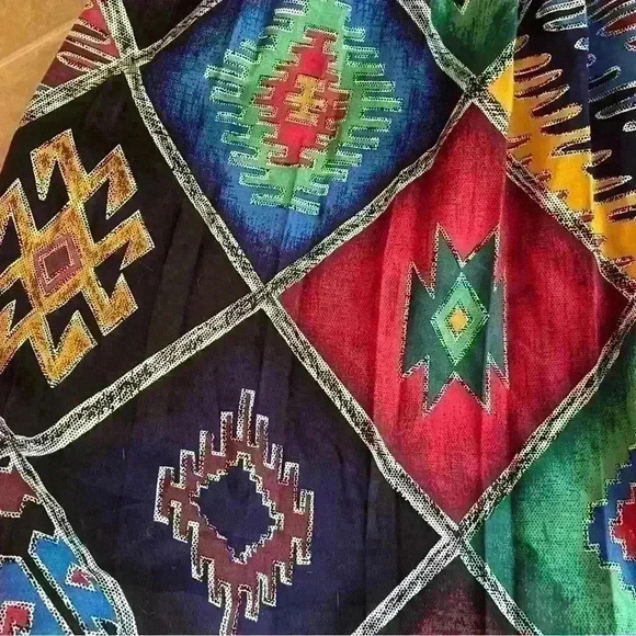 Vintage Kenneth Mitchell Aztec Southwestern Boho Maxi Colorful Skirt Large XL - Picture 6 of 12